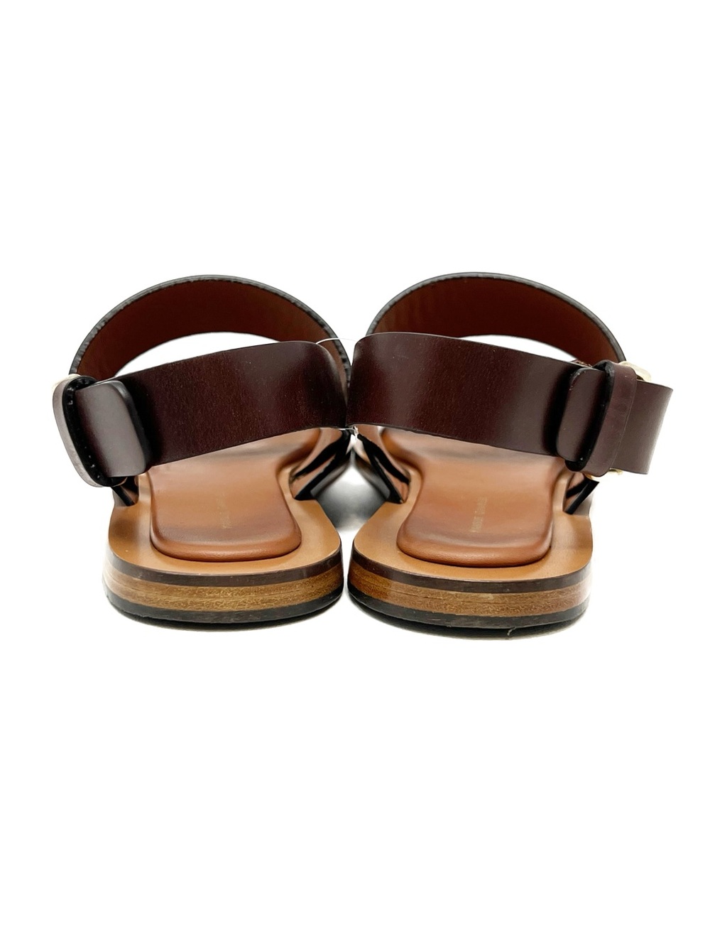 Mansur Gavriel Double Strap Sandals Size 38/8 Chocolate Brown Leather Flats EUC - Picture 5 of 12